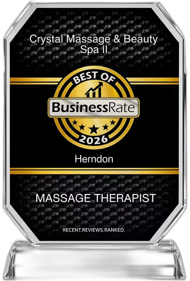 BusinessRate Best of Herndon 2026 — Massage Therapist award to Crystal Massage & Beauty Spa