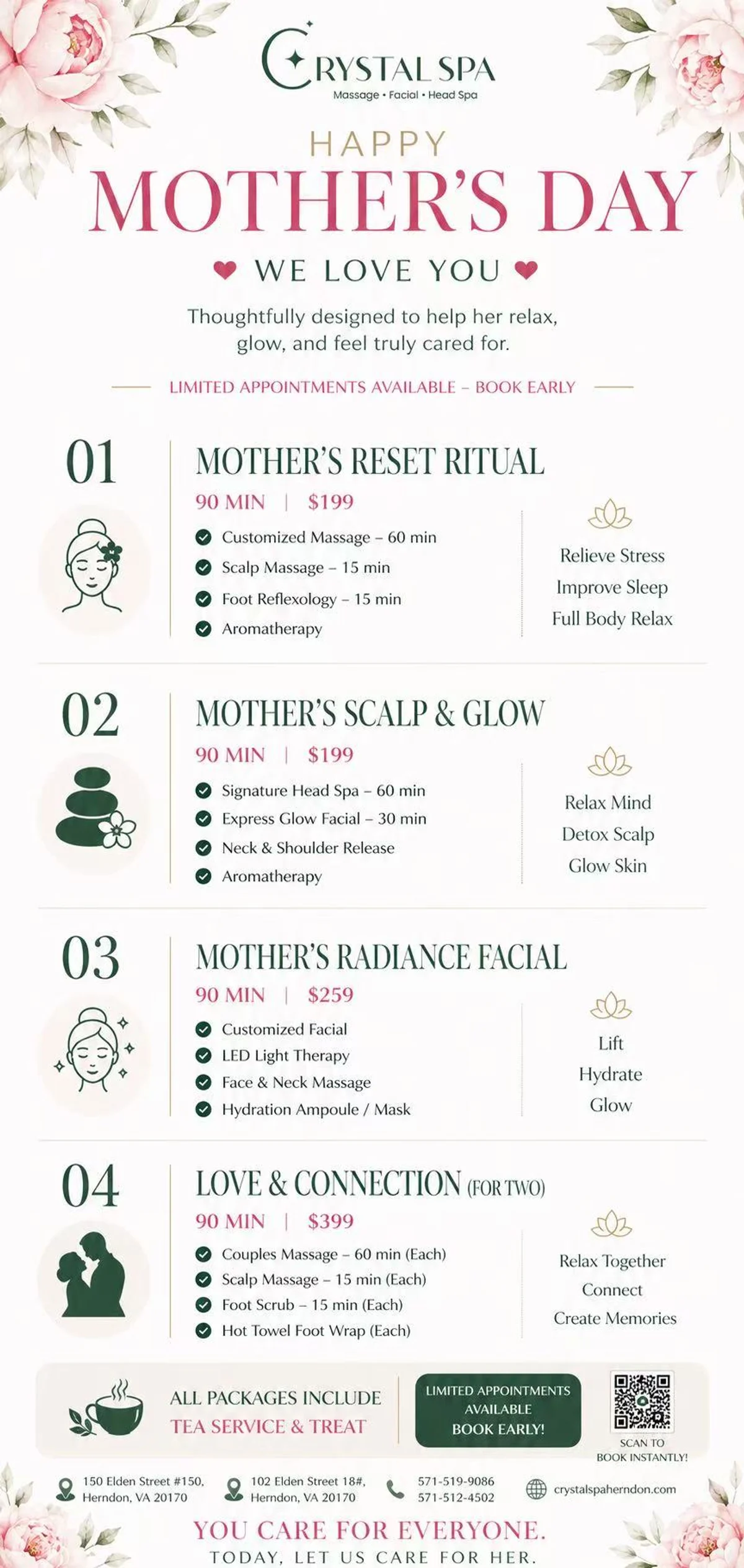 Mother's Day Special at Crystal Massage and Spa — packages, pricing, and locations